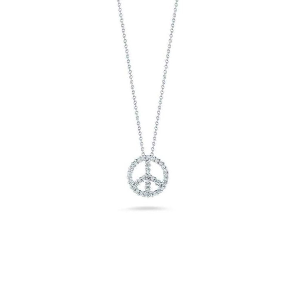 Roberto Coin 18k WG Diamond Peace Sign 16" Necklace ~$1,400 retail